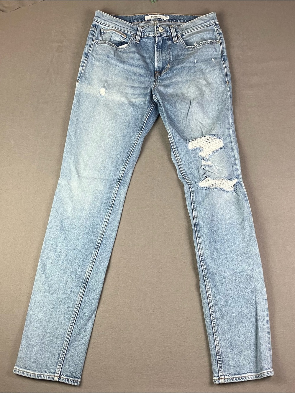 Hudson LA Axl Skinny Jeans Men’s Size 32x33 Light Blue Wash Distressed Zip Fly.
